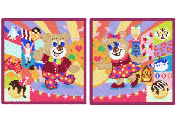 (左)天王寺ミオ店限定『マンザイテディボーイ』 (右)大阪ルクアイーレ店限定『マンザイテディガール』