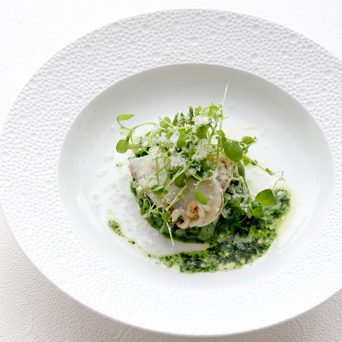 トラフグと春野菜リゾット