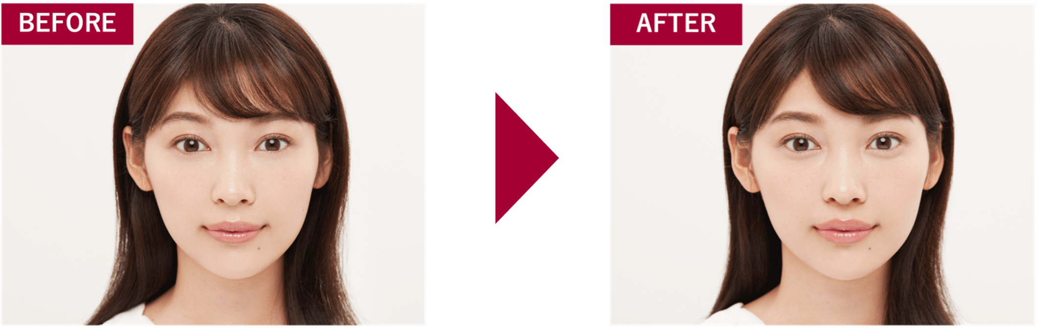 (左)普段メイク(右)整形級メイク