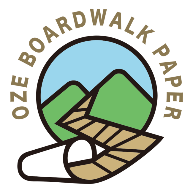 OZE BOARDWALK project:ロゴマーク。木道が紙へと生まれ変わる姿をイメージ