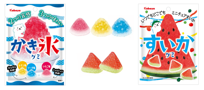 左:『かき氷グミ』 右:『すいかグミ』