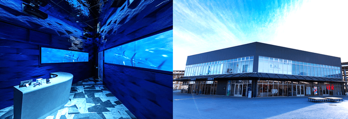 店舗エントランス(左)、店舗外観(右)