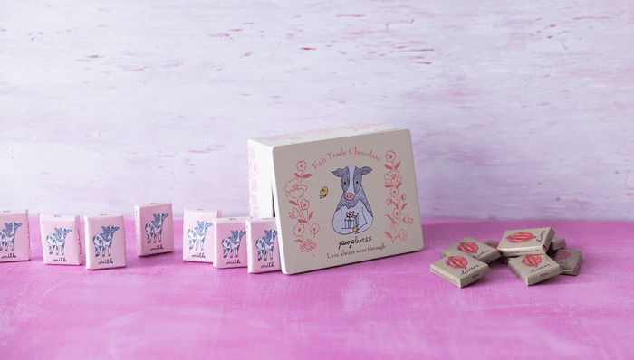 フェアトレード&オーガニックチョコ イラスト缶 ウシさん2023 ミルク&ビター