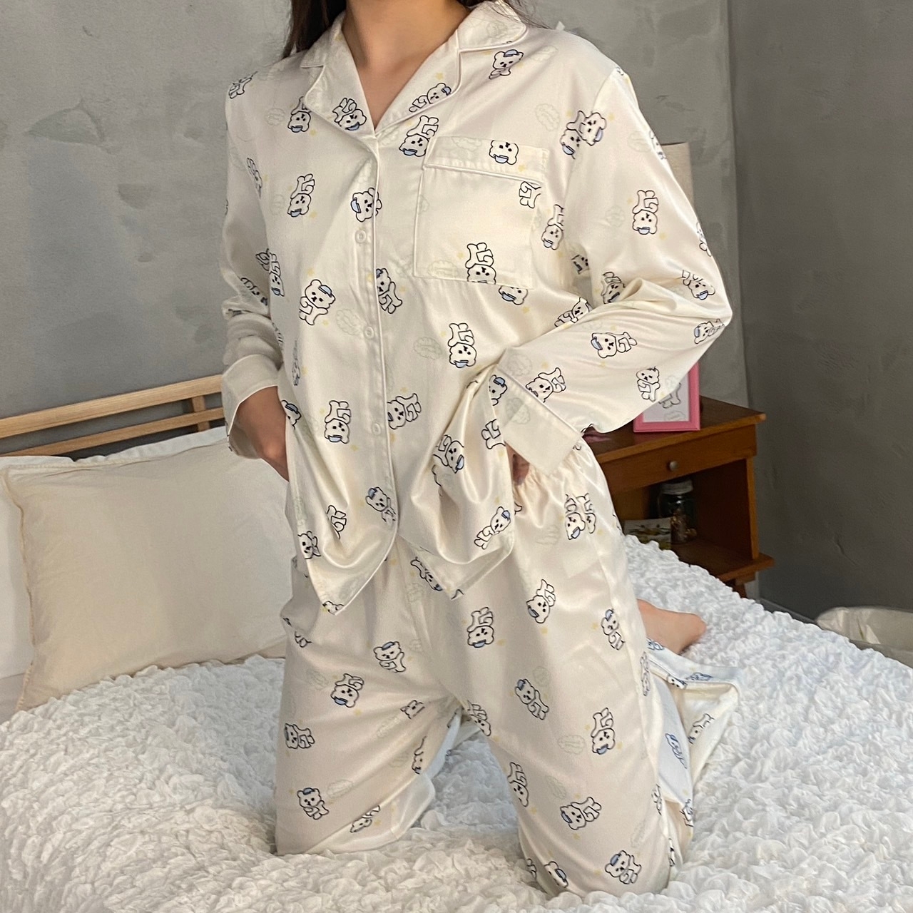 ・sweet dream muffin satin pajama set(navy/mint/white) 6,100円(税込)