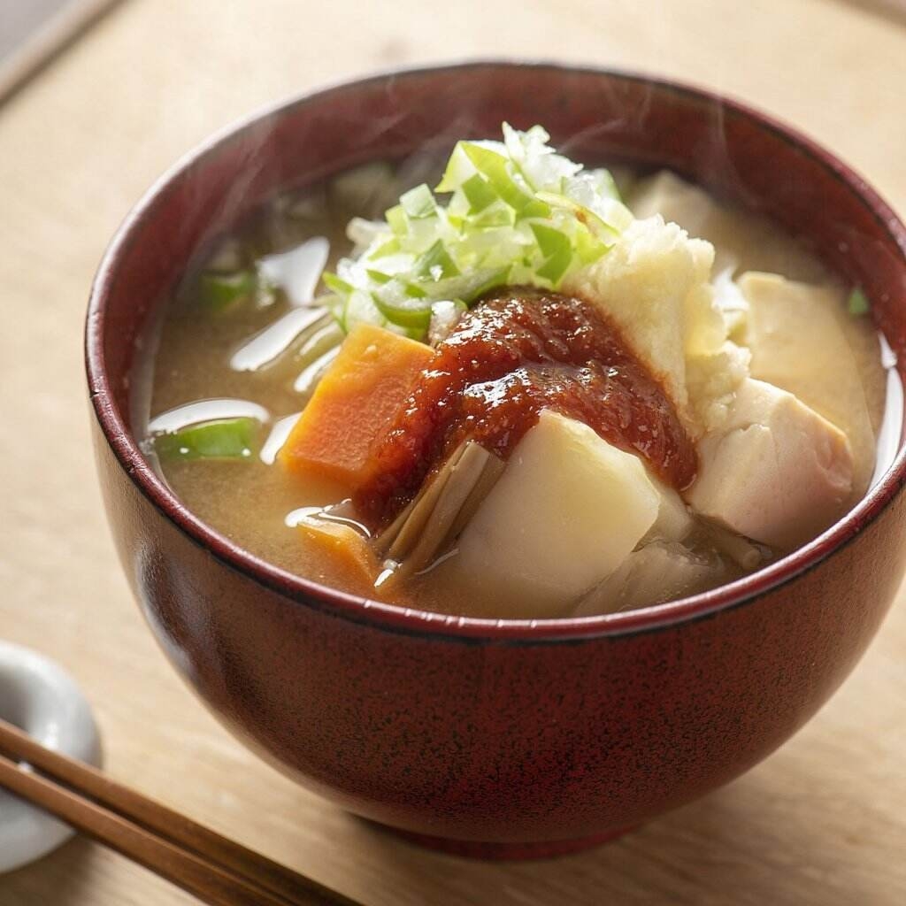 「キムチ風 旨辛だれ」を使ったピリ辛味噌汁