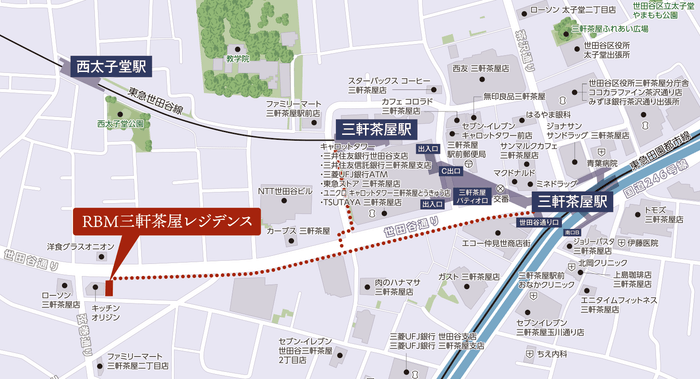 RBM三軒茶屋レジデンス 現地案内図