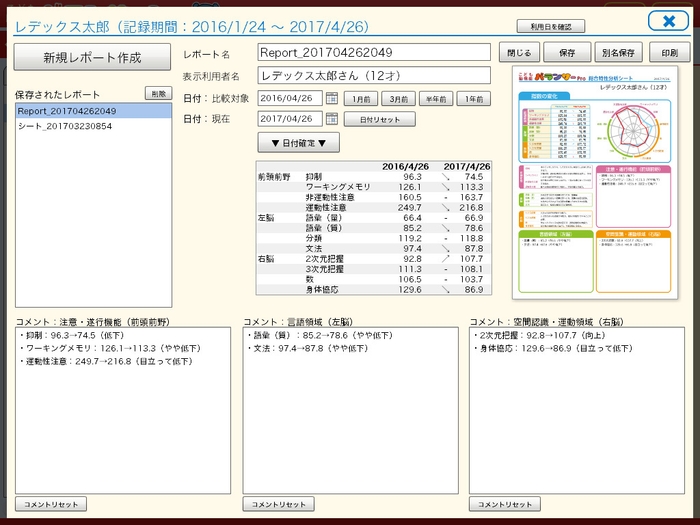 個別レポート作成機能