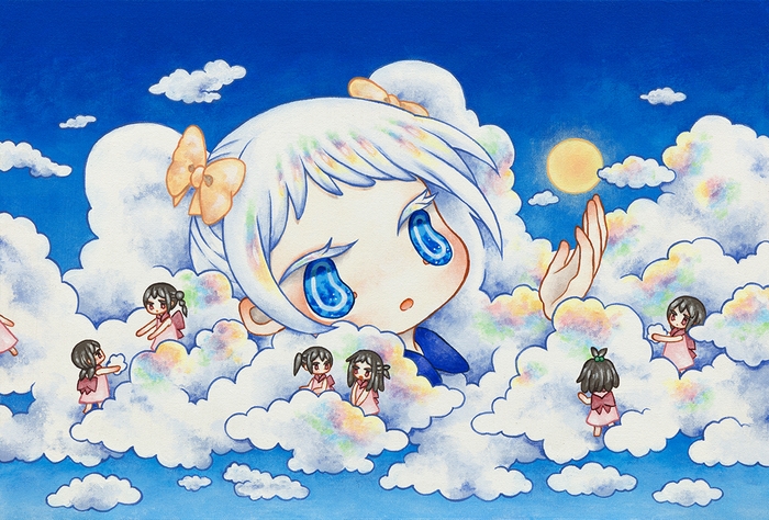 《彩雲》(英題“Iridescent clouds”) 2024年 アクリル、キャンバス 41×60.6cm