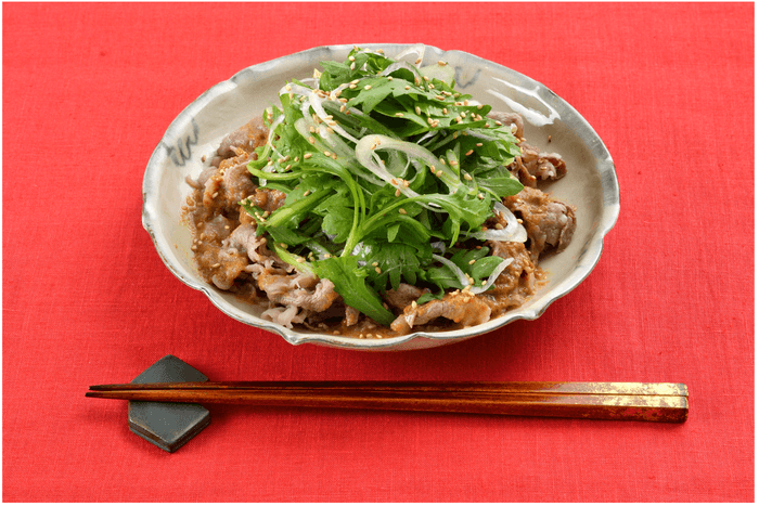 牛しゃぶ、春菊、長ねぎ 胡麻ソース