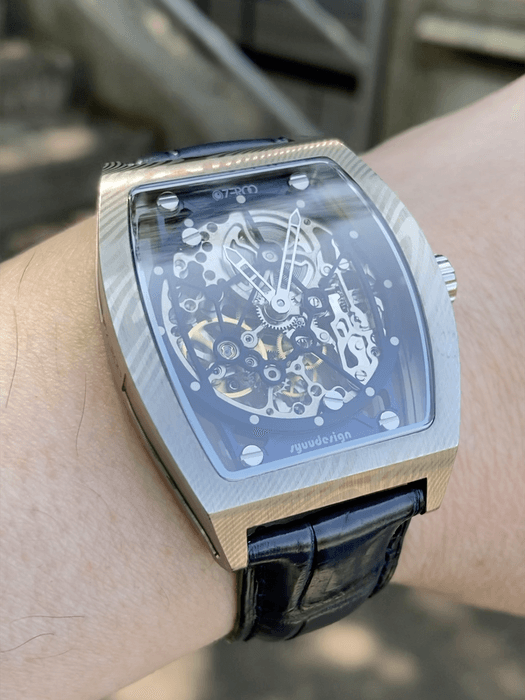 ZEROO M1D THE AURIGAダマスカス鋼ケースのトノー型メカニカルスケルトンウォッチ(13)