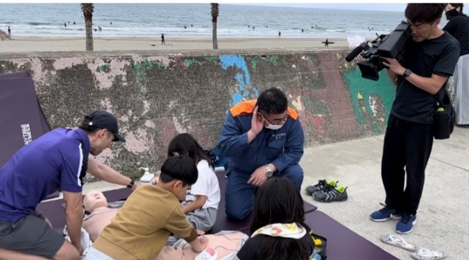 和歌山市消防局とのAED講習会の様子