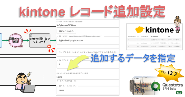 <kintone レコード追加の設定方法>