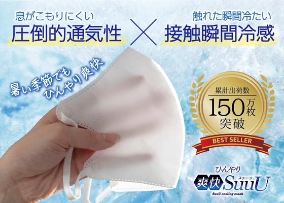 累計出荷数150万枚突破！通気性1.8倍の通気性冷感マスク 「ひんやり爽快SuuU」を記念して割引キャンペーンを実施