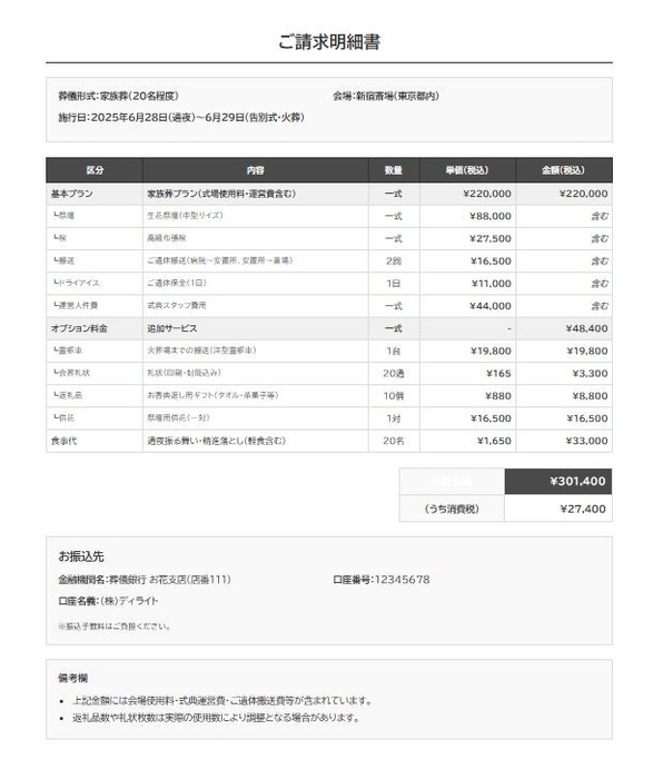 請求書の例(サンプル)