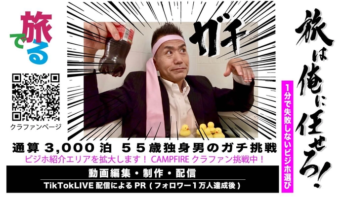 “失敗しないビジネスホテル”を1分動画で紹介する 「旅でる」がエリア拡大に向けクラウドファンディングを実施