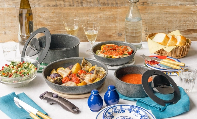 バッラリーニから、取っ手が外せるフライパンセット 「ヴィンチ」シリーズに、 幅広い利用シーンに便利な5pcセットと7pcセットが新登場！