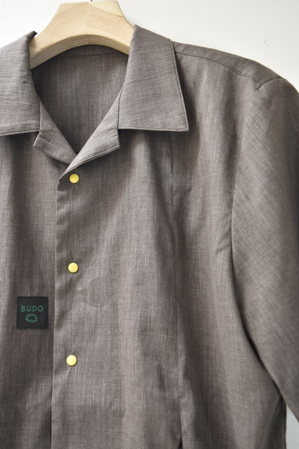 <SNAP LINEN SHIRTS>brown