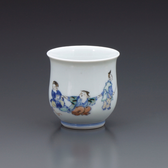 (3) 釉下彩三福人図湯呑茶碗 神奈川県/眞葛焼・眞葛窯 二代または三代宮川香山