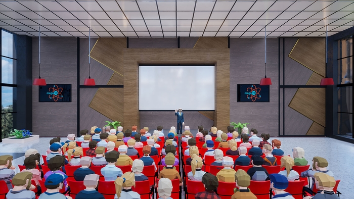 一般的な仮想空間(メタバース)のイメージ 動物やリアルな自分に似せたアイコンを作成し、仮想空間内で話したり歩き回ったりすることができます