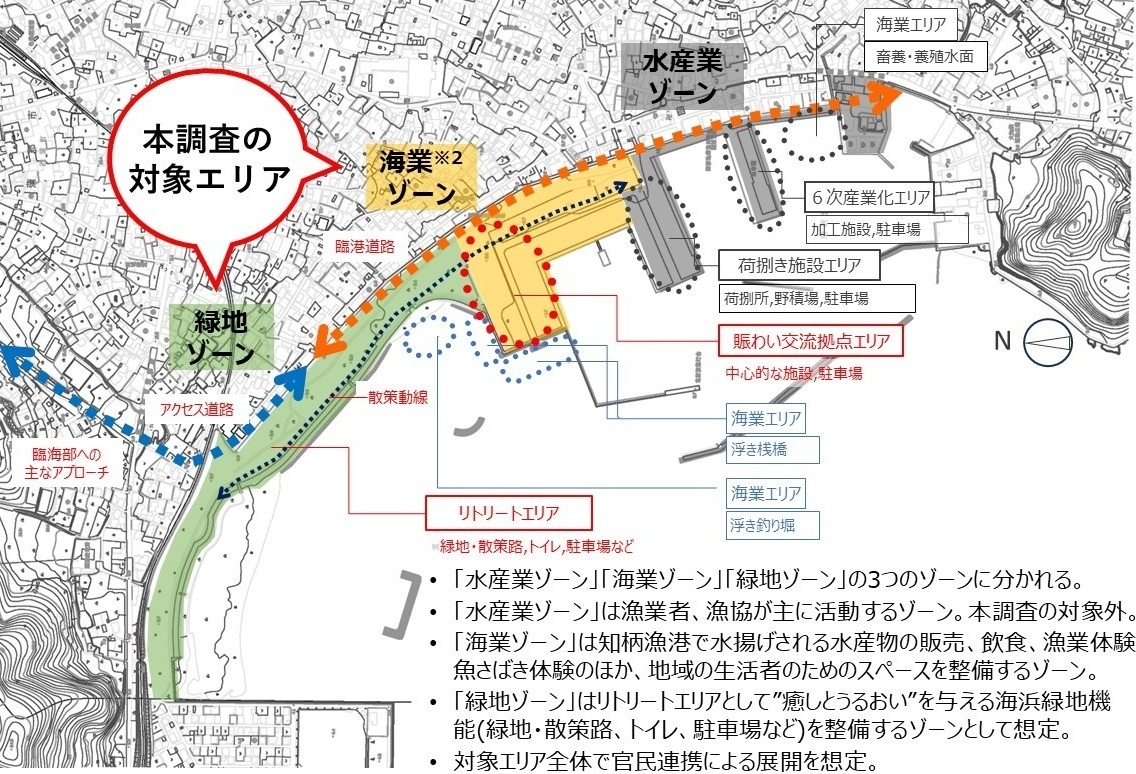 知柄漁港および周辺エリアのゾーニング