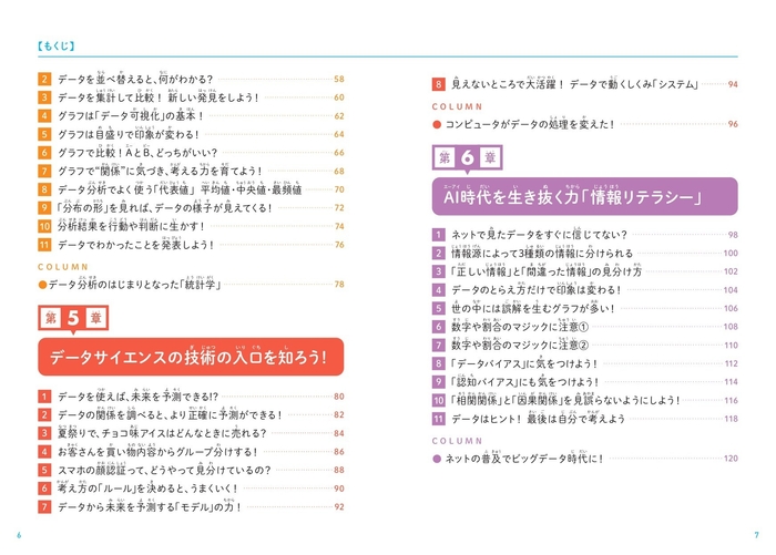 『こどもデータサイエンス　なぜデータサイエンスが必要なのかがわかる本』もくじ②