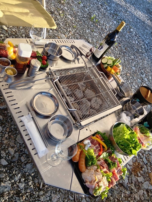 滞在中のディナーはバーベキュー