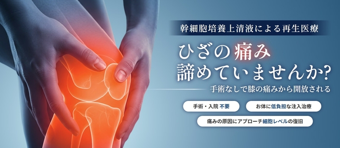 手術なしで膝の痛みから開放される幹細胞培養上清液による再生医療 ひざの痛み諦めていませんか?