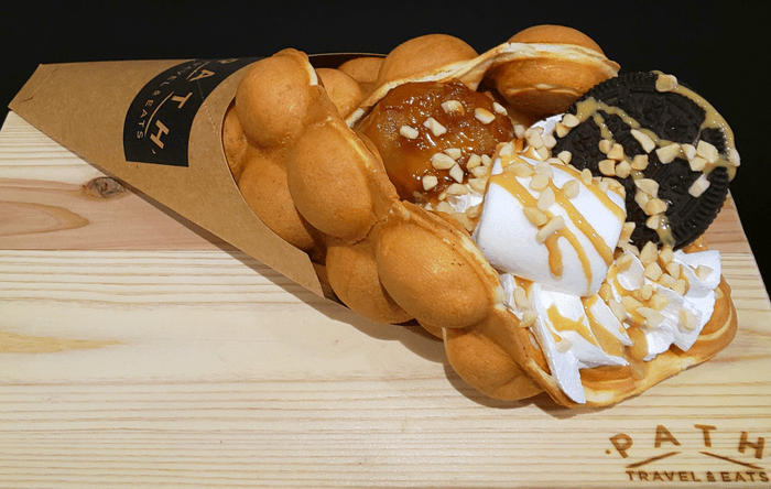 「千葉県産濃厚ピーナッツがけ甘辛さついまいもワッフル(麗澤コラボ♪)」