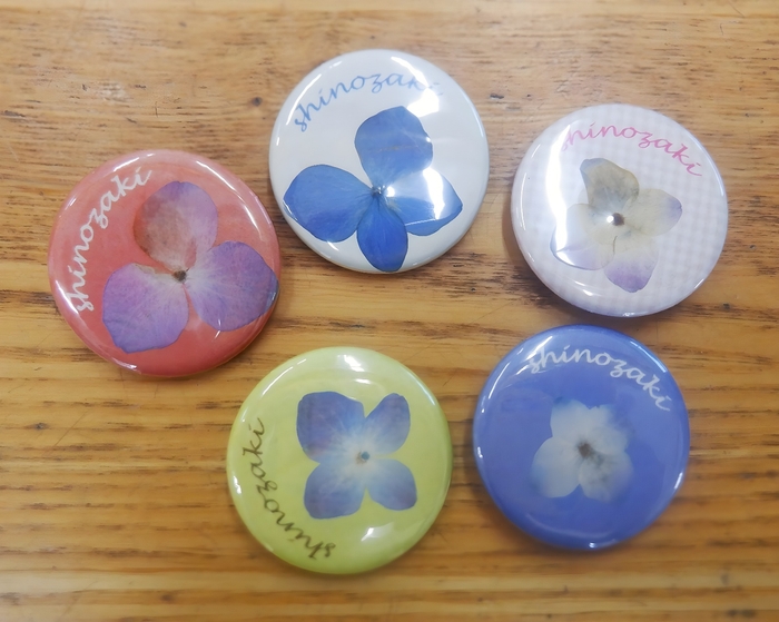 押し花缶バッジ（イメージ）