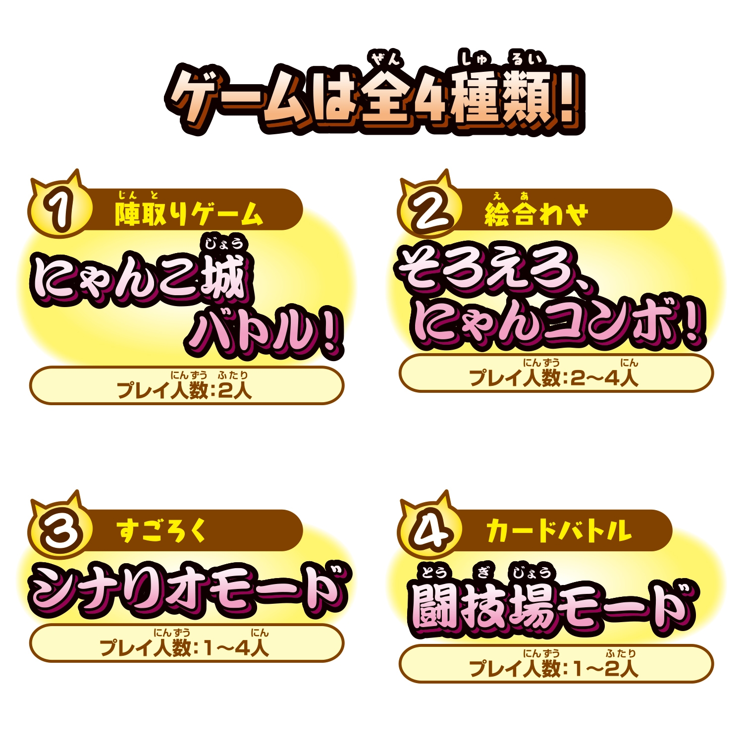 ゲームは全4種類!
