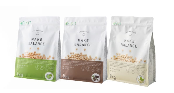 FIXIT MAKE BALANCE 左：抹茶、中央：ココア、右：プレーン