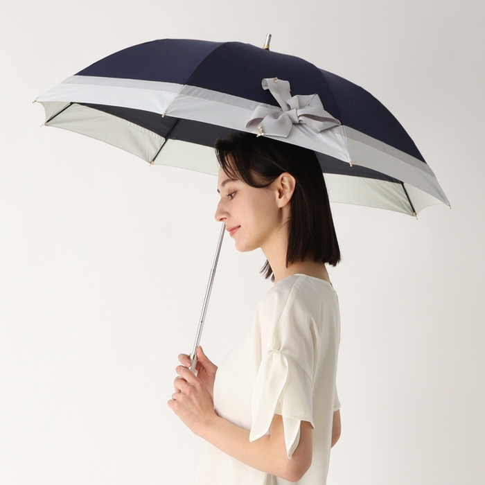 LANVIN en Bleu(ランバンオンブルー)ビジューリボン 晴雨兼用日傘ネイビー