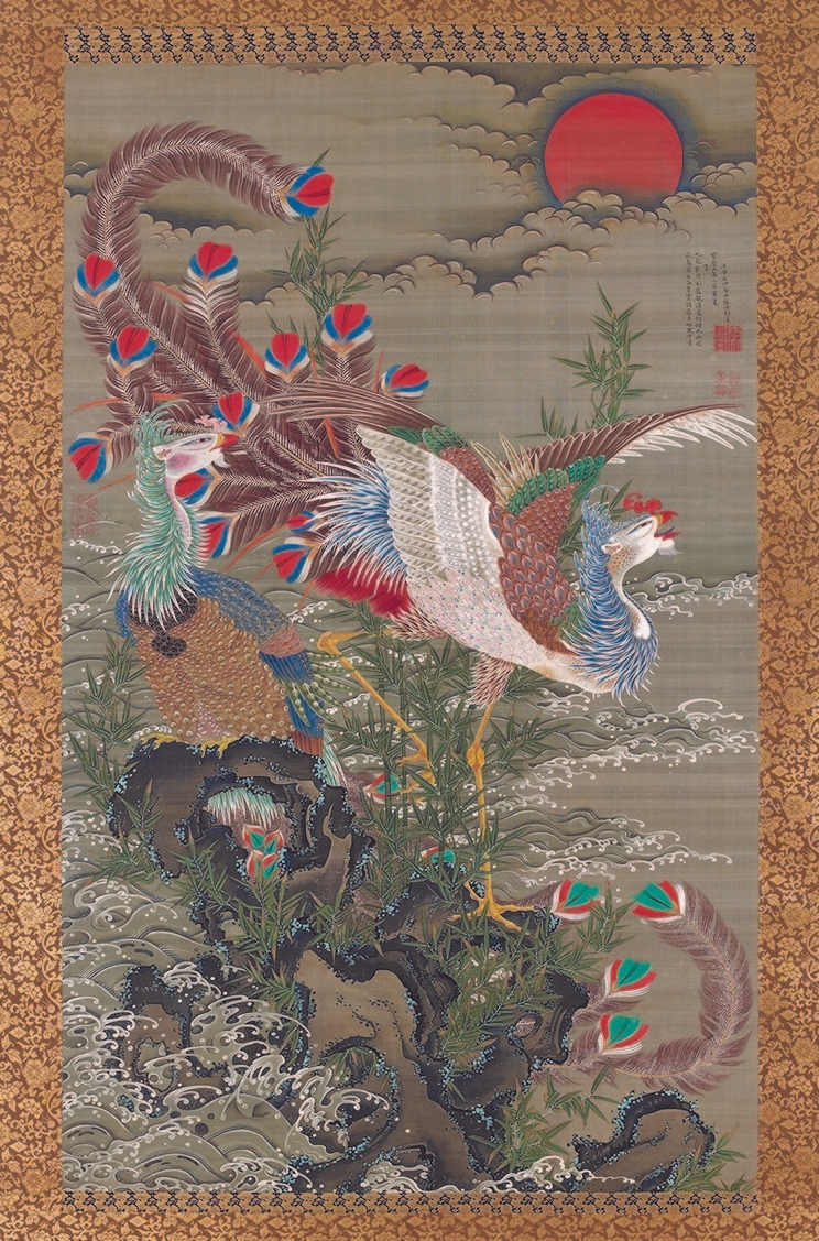 伊藤若冲《旭日鳳凰図》宝暦5年(1755)【前期】