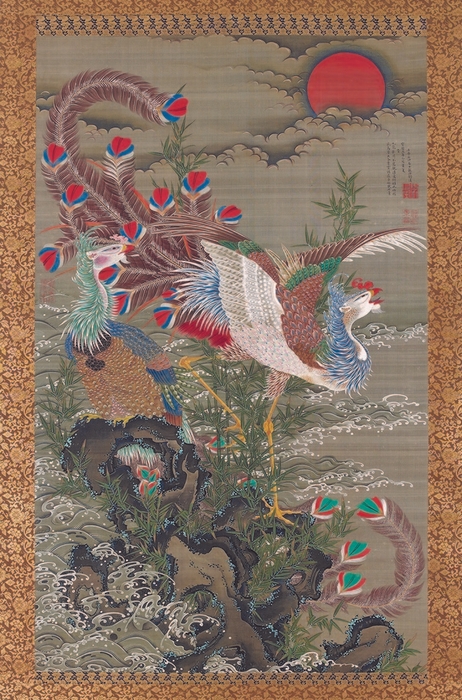 伊藤若冲《旭日鳳凰図》宝暦5年(1755)【前期】
