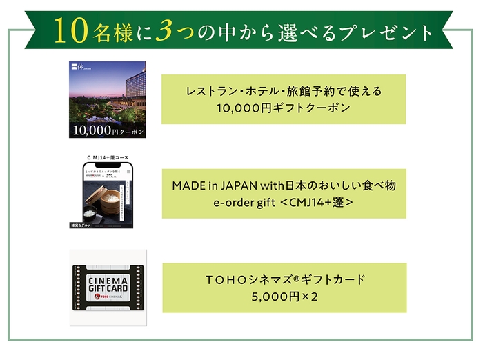 3つの中から選べるプレゼント