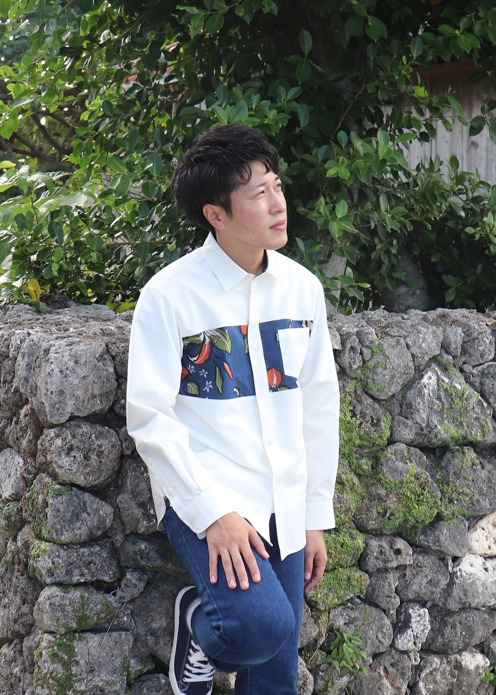 ペイントフラワー×バガスアップサイクルかりゆし L/S