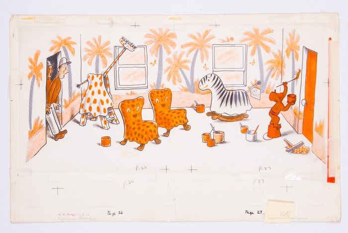 『ひとまねこざる』の2色原画