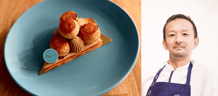 「l'atelier de nono」 シェフパティシエ 野々山 裕司氏と「サントノレ プラリネノワゼット」プティガトー 980円