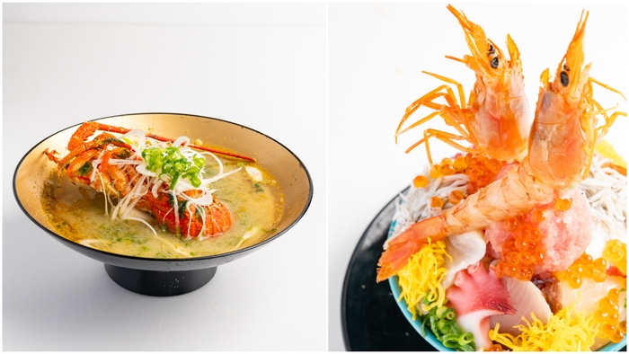 左から伊勢海老汁/彩り海鮮丼周年Ver.