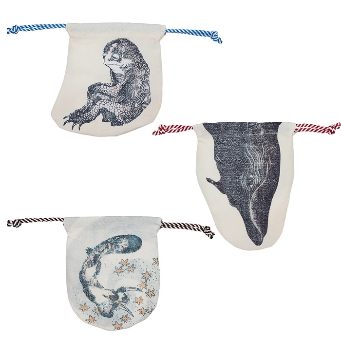 E賞:北斎漫画 巾着