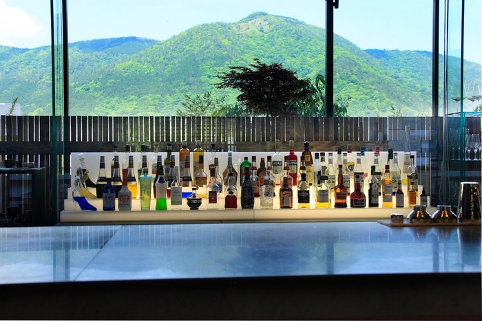 足湯バーからの箱根大文字(天翠茶寮)