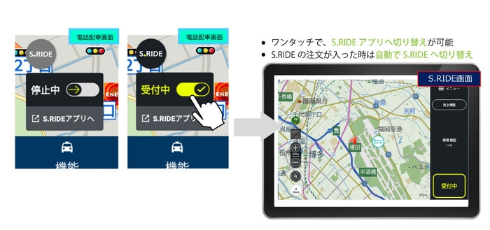 自社アプリからS.RIDEドライバーアプリへの切り替えイメージ