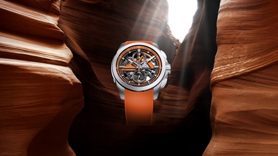 ノルケイン「Independence Skeleton Chrono 42mm」に 鮮烈なオレンジをまとった新色モデルが登場