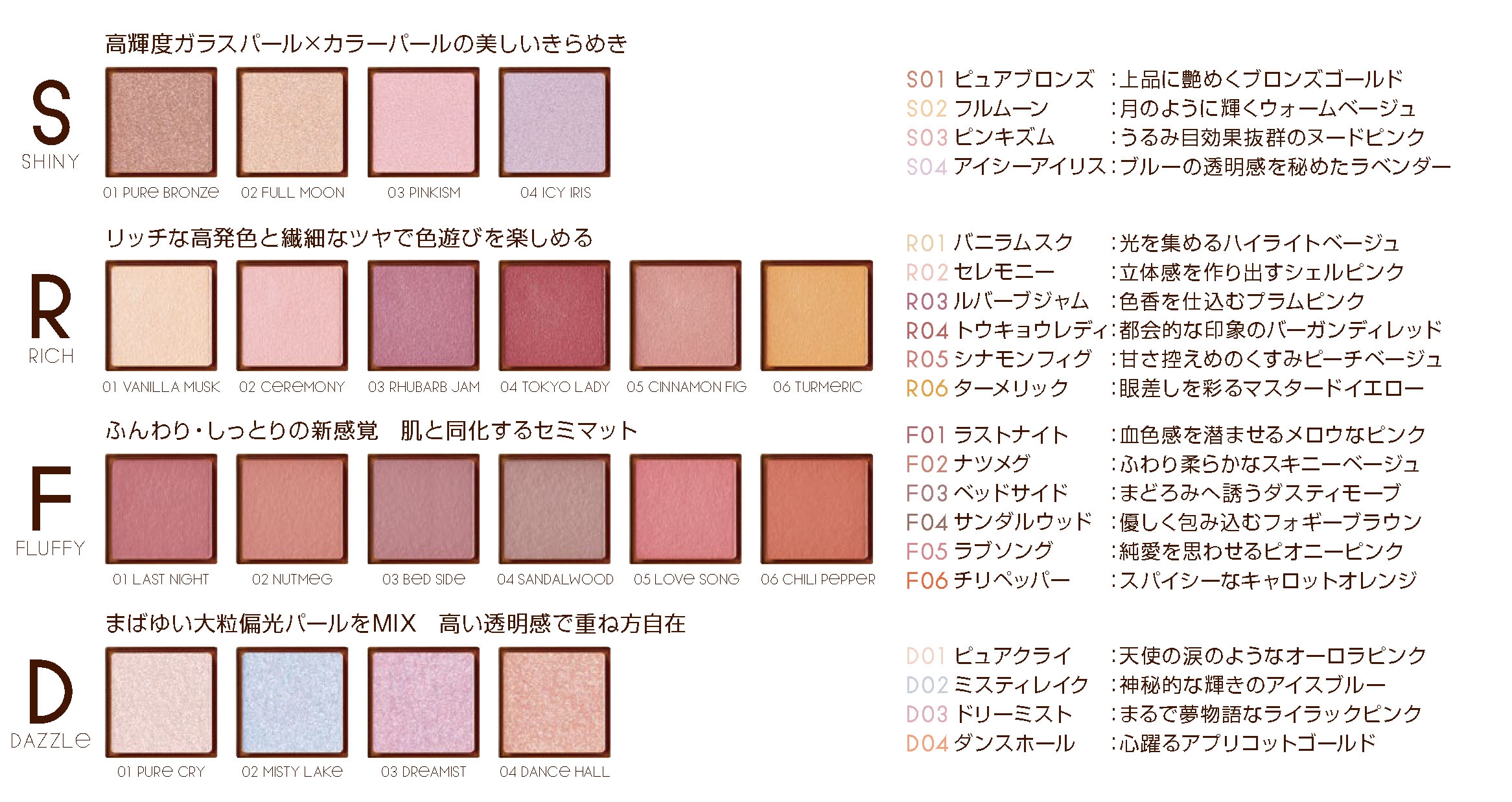 エクセル アイプランナー S/R/F/D 全20色