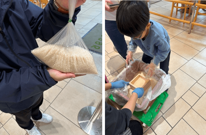 千葉県産ブランド米の枡すくいイベント