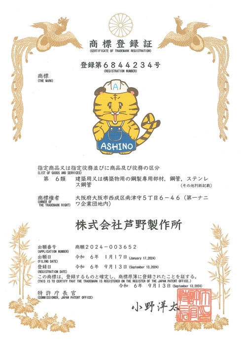 芦野製作所マスコット 商標登録