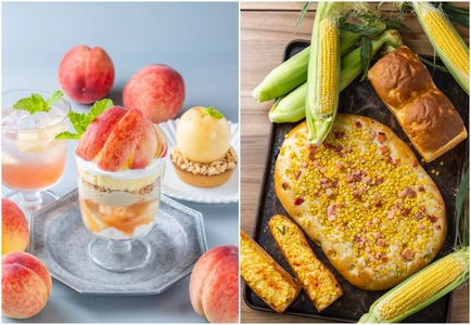 「旬到来！とろける桃、はじけるとうもろこし」 TAMAGOYAベーカリーカフェ 「桃スイーツ＆とうもろこしフェア」開催