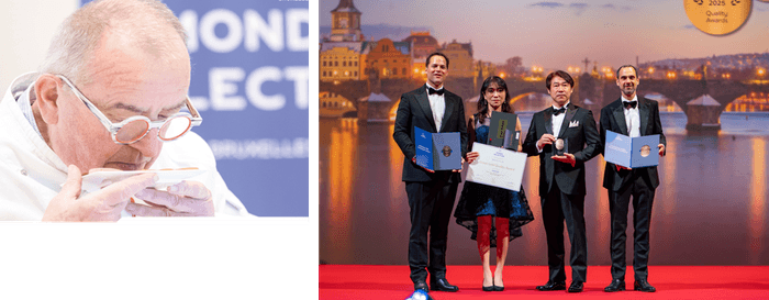 (左)モンドセレクション2025審査風景(右)プラハでの授賞式典の様子