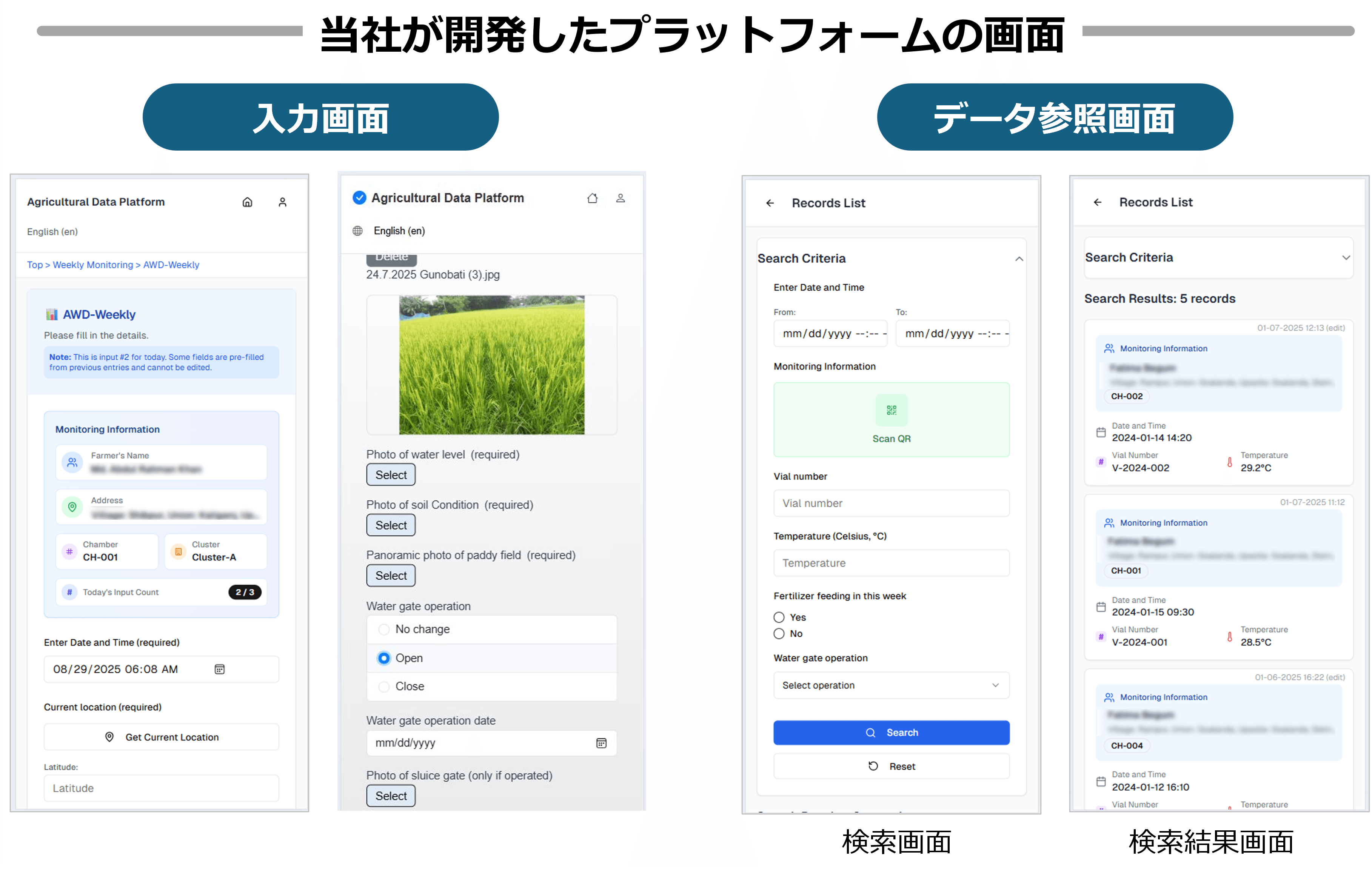 開発したプラットフォームの画面