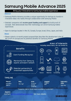 サムスン電子と共にモバイル・ウェアラブルデバイスに 新しい価値を実現する「Samsung Mobile Advance 2025」の パートナーを募集中！